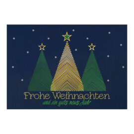 CH-8526_970-8789 Weihnachtskarte Exklusiv «Grüne und goldene Weihnachtsbäume mit Goldsternen»