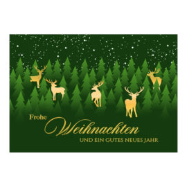 CH-8626_970-8792 Weihnachtskarte Exklusiv «Fünf Goldhirsche im Tannenwald»